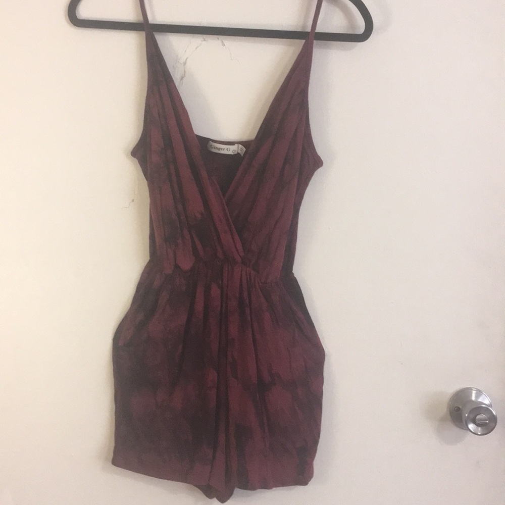 ❤️Ginger G Romper in Rust Red/Black Tye-Dye (S)🖤
